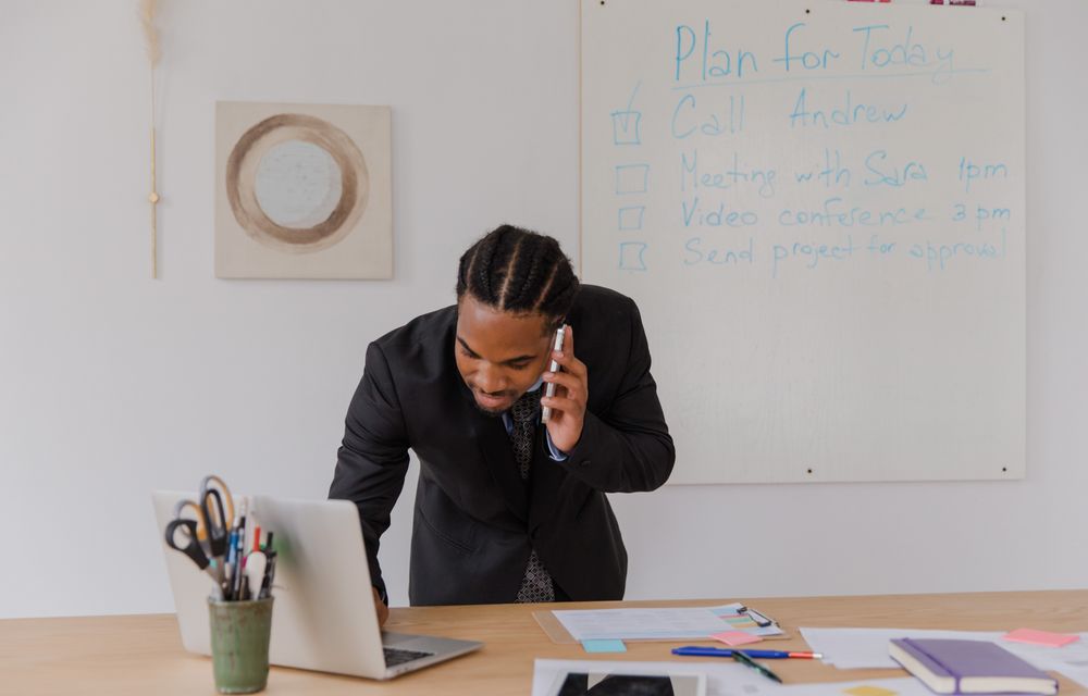 A salesperson working through a call list